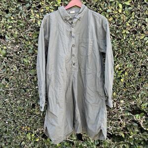 RTH Popover Tunic Shirt Mens 1 Olive Green Long Sleeve Button Up Pockets Utility